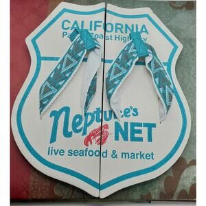 Malibu Neptune’s Net Souvenir Beach Flip Flop Slippers Womens 7 / 8 Mens 6